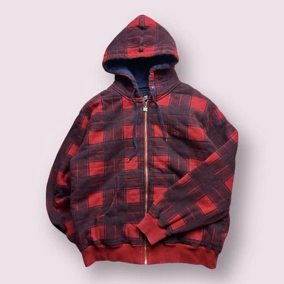 Vintage Men’s D.C. Shoes Skateboard Plaid Full Zip Hoodie Y2K Skater Sz L - Image 1 of 4