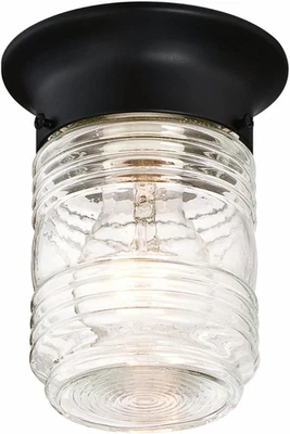 Design House 587220 Jelly Jar 1-Light Indoor/Outdoor Flush Mount Ceiling Light, - Image 1 of 4