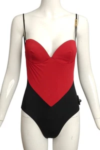MOSCHINO- 1990s Multi Color "Heart" Swimsuit, Size 4 - Picture 1 of 5