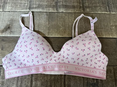 ⚡️Victoria's Secret T-Shirt Lightly Lined Wireless Bra Pink Flowers 32A NEW⚡ - Image 1 of 3