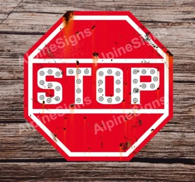 Red Stop Sign Antique Weathered or New Style Interstate Highway Sign - Image 1 of 2