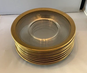 Juego de 10 bordes dorados de cristal de 8 in vintage Platos de postre - Imagen 1 de 5