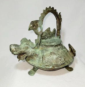 Antique Chinese Large Footed Cast Iron Dragon Spout Teapot/Kettle - Picture 1 of 24