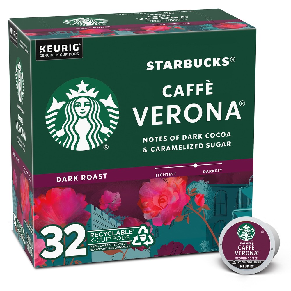 Starbucks Caff&egrave; Verona Dark Roast K-Cup Coffee Pods 100% Ar