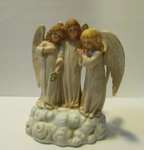 vintage Schmind 3 girl angels cloud porcelain music box Shackman 1988 Christmas - Picture 1 of 11
