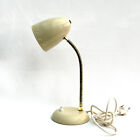 Vintage 1950-60s European cream enamelled metal goose neck desk table lamp