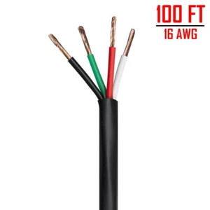 100FT 16/4 Gauge AWG Audio Speaker Wire Cable In Wall Plenum 4-Conductor Copper - Picture 1 of 1