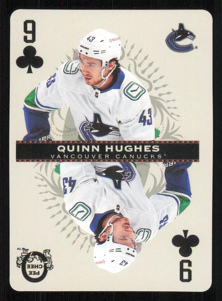 2021-22 O-Pee-Chee Playing Cards #9CLUBS Quinn Hughes - Image 1 of 2