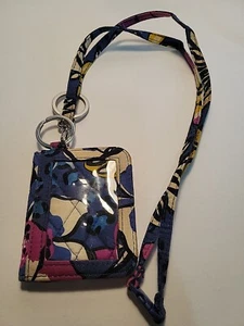 Vera Bradley Zip ID Case and Lanyard Badge Holder African Violet Print - Picture 1 of 5