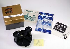 Model A View-Master viewer black in box w/fliers 1943 - EG9