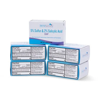 Jabón 5 % azufre y 2 % ácido salicílico - DermaHarmony 4 oz (5 barras) Foto 1 de 2