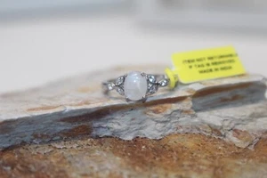 Piedra lunar arco iris, circón camboyano talla 10 plat/esterlina nueva con etiquetas - Imagen 1 de 9