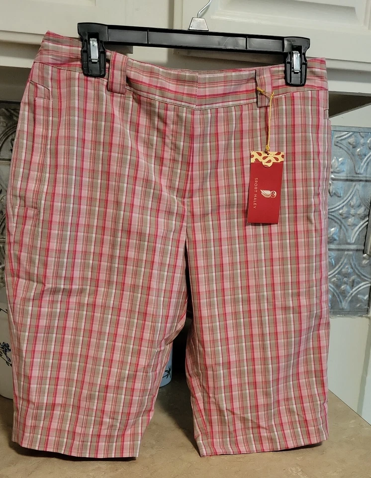 Pantalones Cortos Deportivos Haley Para Mujer Talla 6 Rosa A Cuadros Elastizados Bermudas Informales Golf Foto 1 de 3
