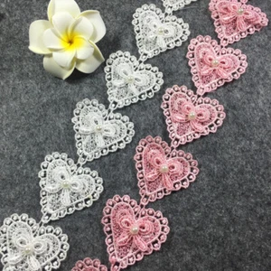 1yard Handmade Lace Trim Patchwork Material Heart Lace Ribbon DIY Sewing Ribbon - Picture 1 of 14