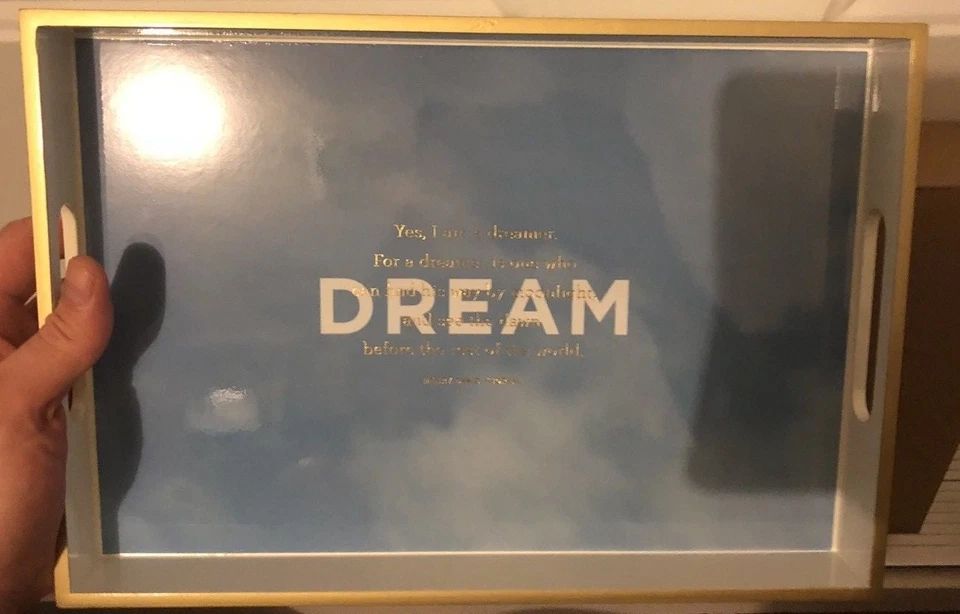 Fringe Sky And Clouds Thoreau Dream Quote Beautiful Tray 12" x 9" NEW - Image 1 of 4