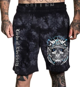 Pantalones Cortos de Vellón Sullen Lords of Electricity Cristal Lavado Calavera Tatuajes SCM3867 - Imagen 1 de 3