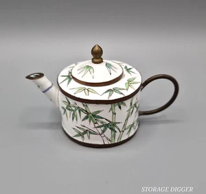 Vintage Otagiri Enesco 1996 zarte Blumen Bambus Miniatur Emaille Teekanne - Bild 1 von 9