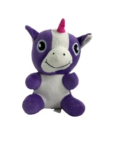 A&A Global Purple White Unicorn Plush Pink Horn 4.5" Tall Stuffed Animal Toy - Picture 1 of 7