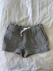 MINI BODEN Navy Blue White Striped Girls 4T Summer Stretch Denim Heart Pockets - Picture 1 of 9
