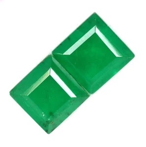 7.29 Cts Emerald Color Doublet Quartz Square Cut Pair 9x9 mm Green Loose Gems - Picture 1 of 4