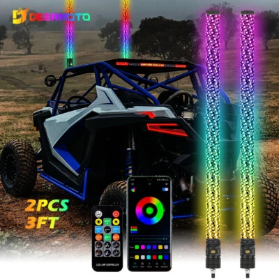 2 PIEZAS 3 FT RGB Espiral LED Látigo Graso Luces Persiguiendo Para Polaris RZR XP 1000 900 800 Foto 1 de 4