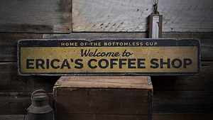 Home Of The Bottomless Cup, Custom - Rustic Distressed Wood Sign - Picture 1 of 2