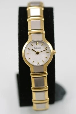 Bulova женские часы нержавеющая сталь серебро золото водостойкий аккумулятор белый кварц - Изображение 1 из 4