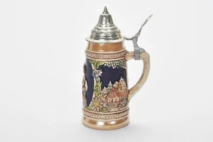 Derz W. Germany Small Hinged Covered Beer Stein - Picture 1 of 6