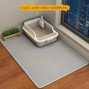 Large Cat Litter Mat Double Layer Cat Litter Pad Waterproof Anti-Slip Sand Bowl  - Picture 1 of 17