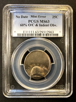 🔥DOUBLE 🔥 MINT ERROR PCGS MS63! 1965? QUARTER 60% OFF CENTER 🔥INDENT TOO 🔥 - Image 1 of 4