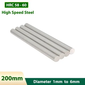 200mm HSS Round Bar High Speed Steel Rod Diameter 1mm-6mm Metal Tools HRC 58-60 - Picture 1 of 5