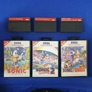Master System SONIC THE HEDGEHOG x3 Spiele (NI) 1+2 +Chaos PAL (Funktioniert in US) - Bild 1 von 9
