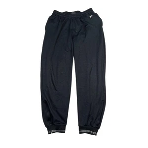 Nike VTG 90s Jogger Sweatpants Zip Ankle FLAW Black Youth Large 12/14 - Picture 1 of 6
