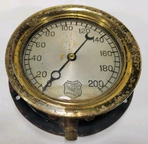 Antique Ashcroft 200 psi Pressure Gauge Steam 6” Brass & Cast Iron Steampunk *** - Picture 1 of 5