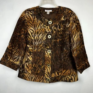 Coldwater Creek Blazer Womens 12 Jacket Animal Print Artsy Cocktail Old Money - Picture 1 of 11