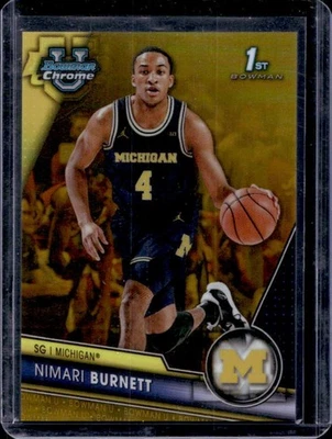 2023-24 Bowman Chrome U Nimari Burnett Gold Refractor #45/50 Wolverines - image 1 of 2