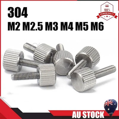 304 Stainless Steel Thumb Screws Knurled Flat Head M2/M2.5/M3/M4/M5/M6 - image 1 of 4
