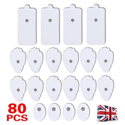 80x Electrode Pads Tens Machine Replacement Stud For Tens Unit Therapy Massager - Image 1 of 4