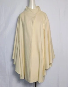 Vintage J. HILARY Damen Elfenbein Creme Wolle Übermantel Cape Umhang Gr. S - Bild 1 von 12