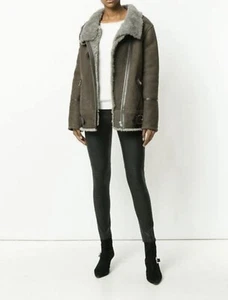 IRO Paris "Barrett" Shearling Jacket in smoke size EU34/XS/UK8-10 - Picture 1 of 20