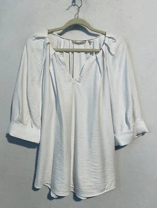 Soft Surroundings Top Womens Large White Cusco Pullover Short Puffy Sleeve Boho - Picture 1 of 13
