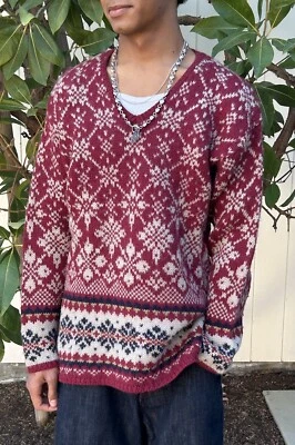 Vintage 70s 80s Abercrombie & Fitch M 100% wool sweater Fair Isle Nordic - Image 1 of 4