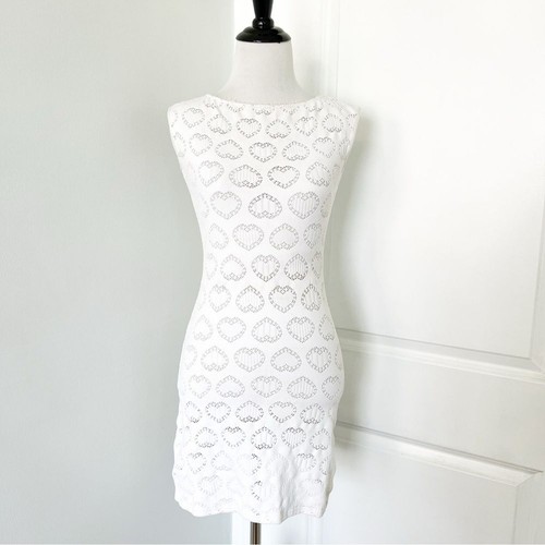 Moschino mini abito tubino smanicato ritaglio cuore bianco piccolo