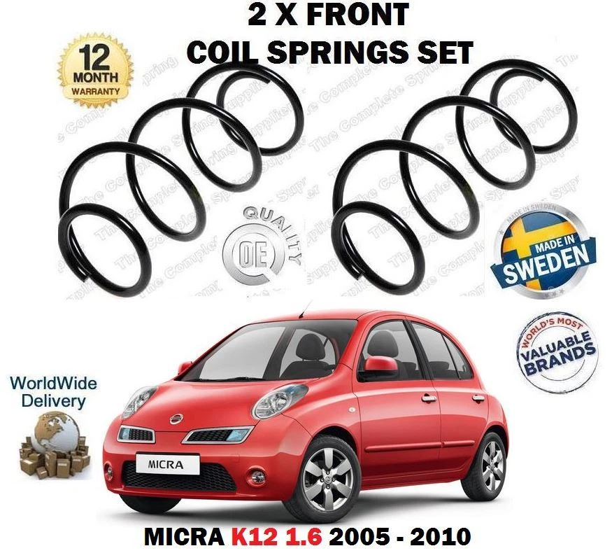 PARA NISSAN MICRA 1.6 160 SR 110BHP ESCOTILLA 2005-> NUEVO JUEGO DE 2 X MUELLES HELICOIDALES DELANTEROS Foto 1 de 1