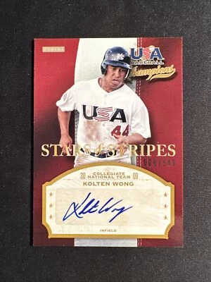 2013 USA Kolten Wong Auto #d /549 Tean USA Star & Stripes - Image 1 of 2