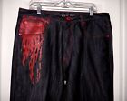 BTL Beyond The Limit Red Glitter Flame Jeans-38, black wash