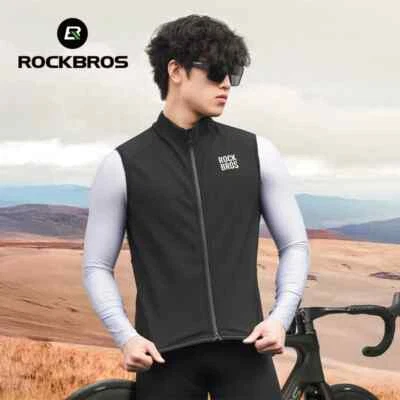 Windproof Cycling Vest Bicycle Fall and Winter Fleece Warm Undershirt Jacket - Image 1 of 4