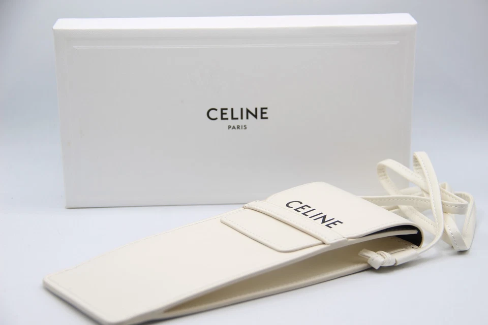 NUEVO CELINE CORREA DE CUERO BLANCO HOMBRO SUAVE GAFAS GAFAS GAFAS DE SOL ESTUCHE CAJA Foto 1 de 4