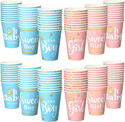 60 Pcs Gender Reveal Boy & Girl 12 oz Blue & Pink Drinking Cups Baby Shower - Image 1 of 4