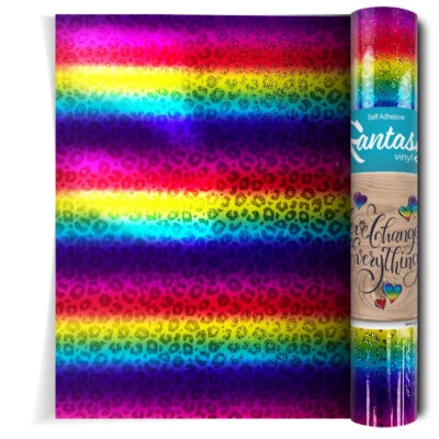 GM CRAFTS Self-Adhesive Rainbow Holographic Vinyl for Decals & Signage
